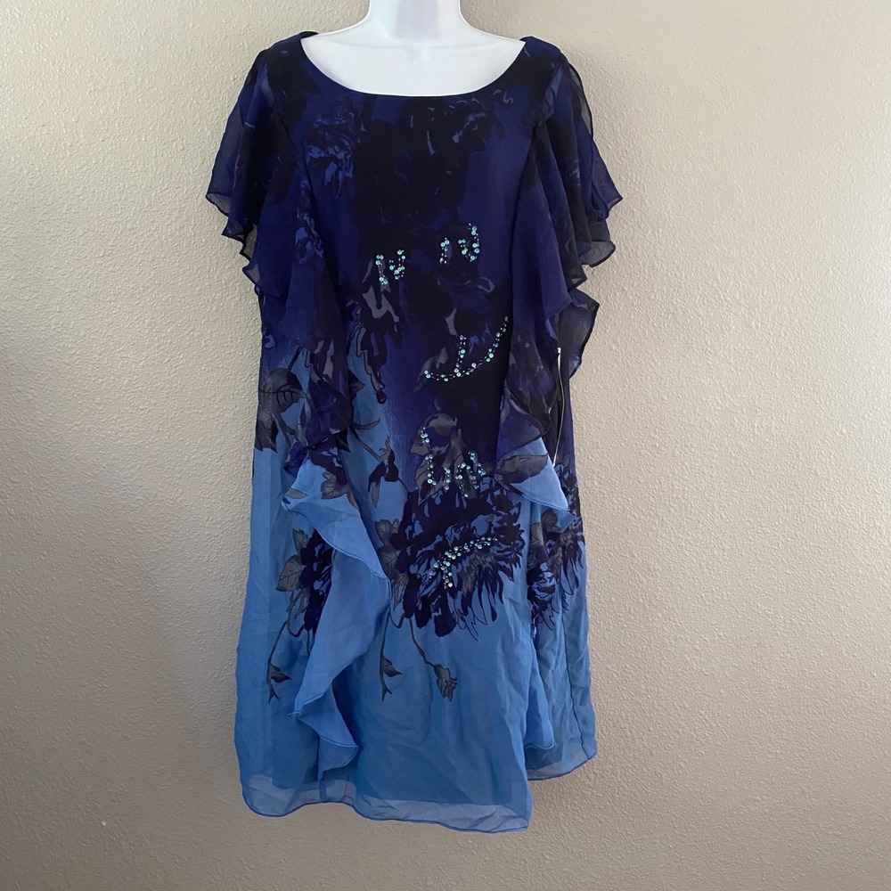 New with Flaws Ruffle Dress 16W Mermaidcore Fairy Feminine Formal Party Sequin